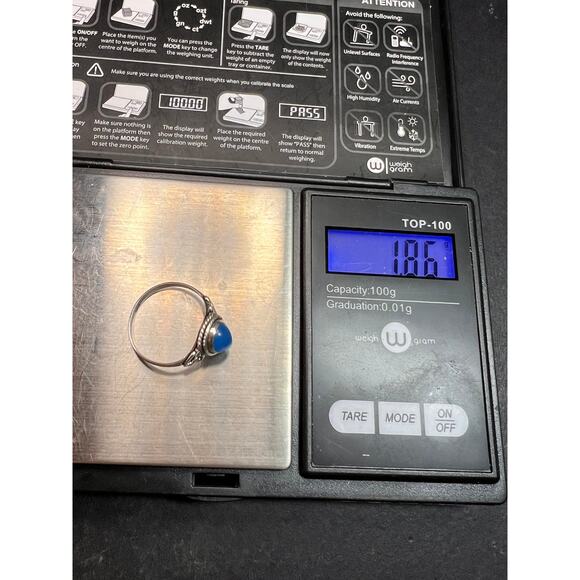 Blue chalcedony sterling silver ring size 7 - Picture 15 of 16